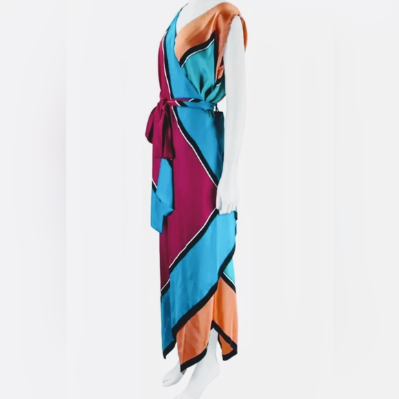 Diane Von furstenburg asemetric multicolor wrap dress. New - Picture 3 of 9